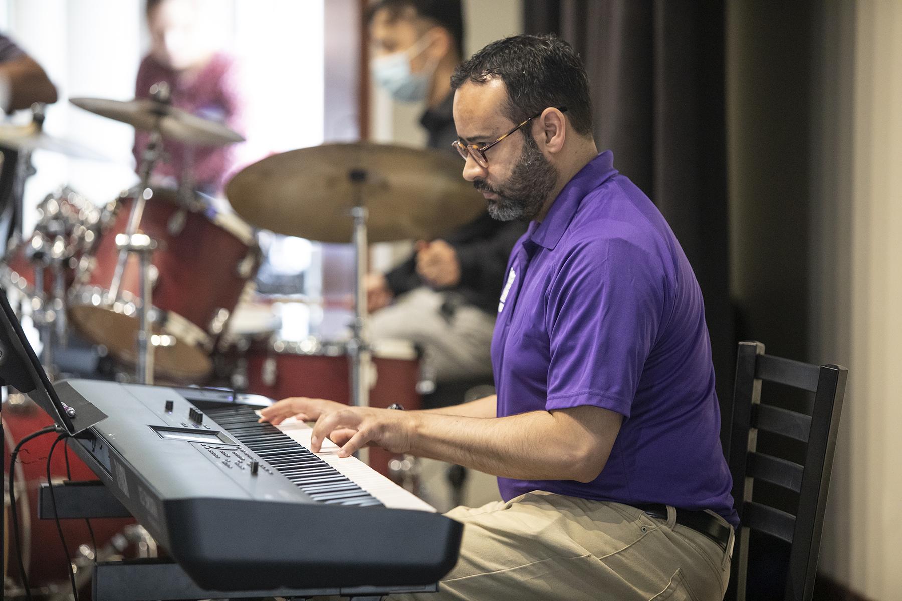 Musician playing keyboard